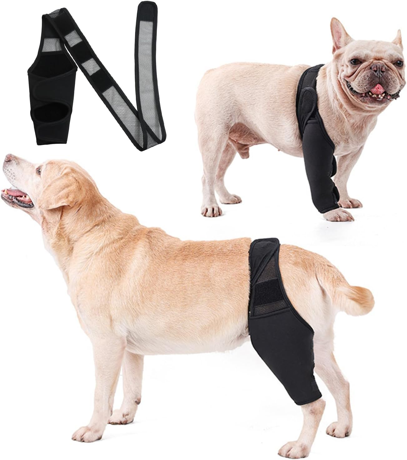 CROCHEN Dog Knee Brace after Surgery Wear and Protect Hip Thigh Wound Pet Thigh Support Protective Sleeve Leg Brace for Small Medium Large Dog (Black,Large)