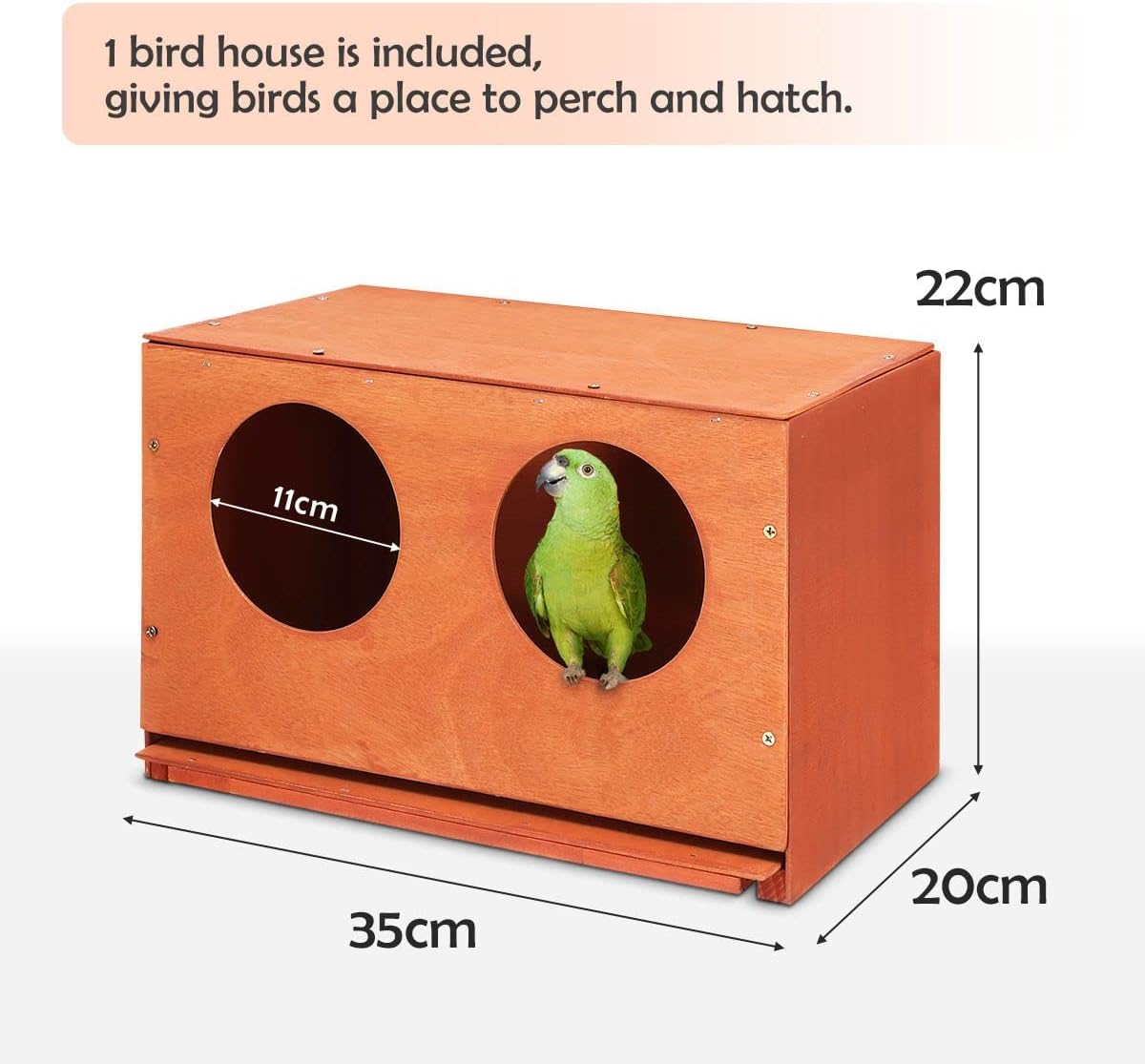 140X140X160Cm Bird Cage Aviary Wooden Coop Animal Enclosure Parrot Budgie House XL Size image number 3