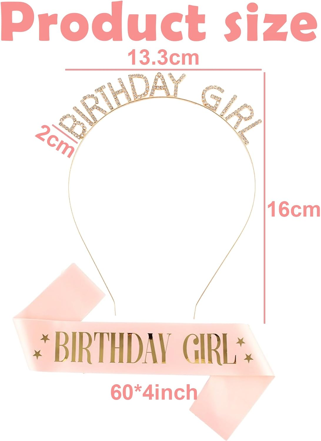 Birthday Crown and Birthday Sash, Headband Birthday Tiara and Sash for Birthday Girl, Sweet Birthday Party Accessories image number 4