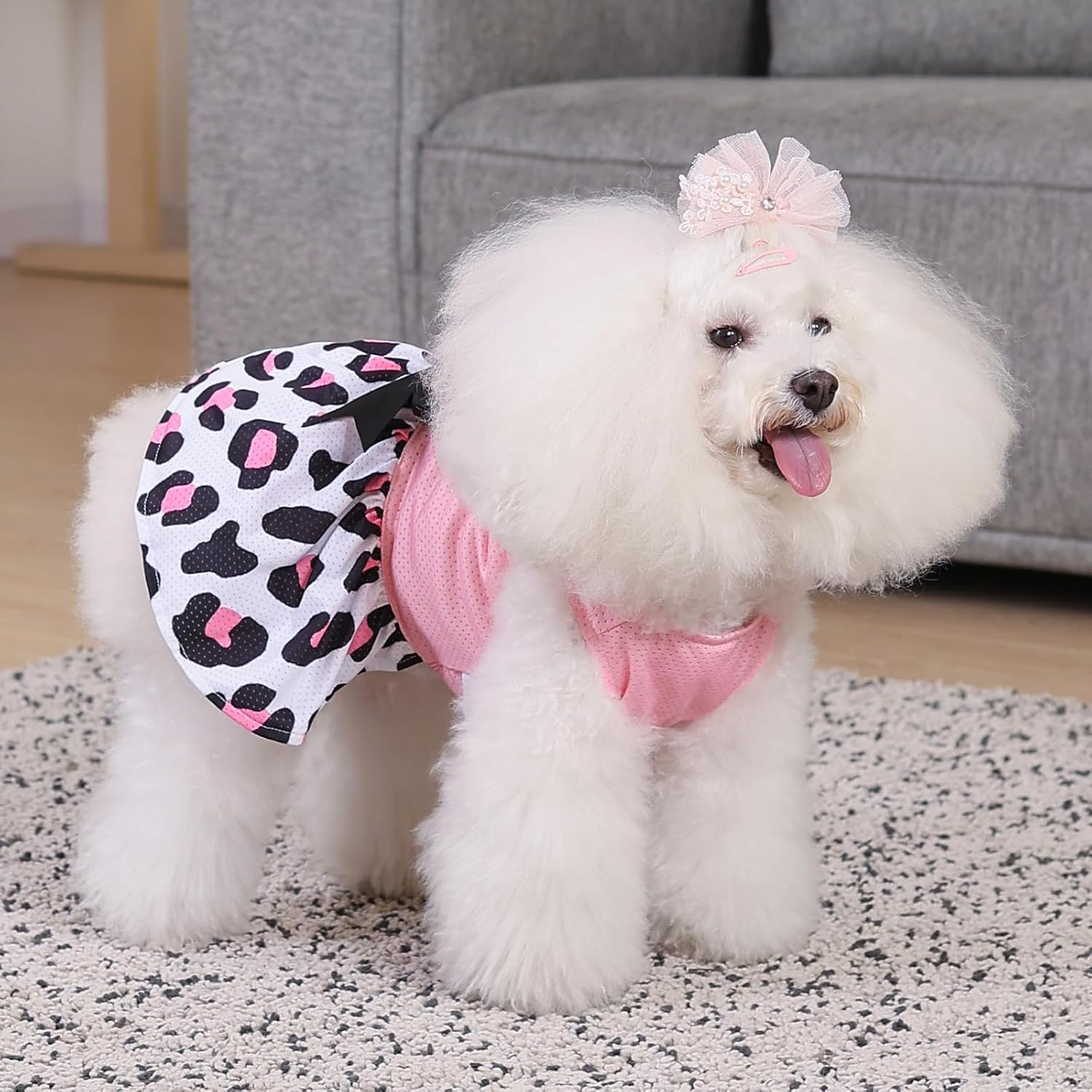 Cutebone Dog Mesh Dress Puppy Sundress Pet Outfit Summer Fashion for Small Dogs Girl Cat Clothes BF30XS-D-AU image number 3