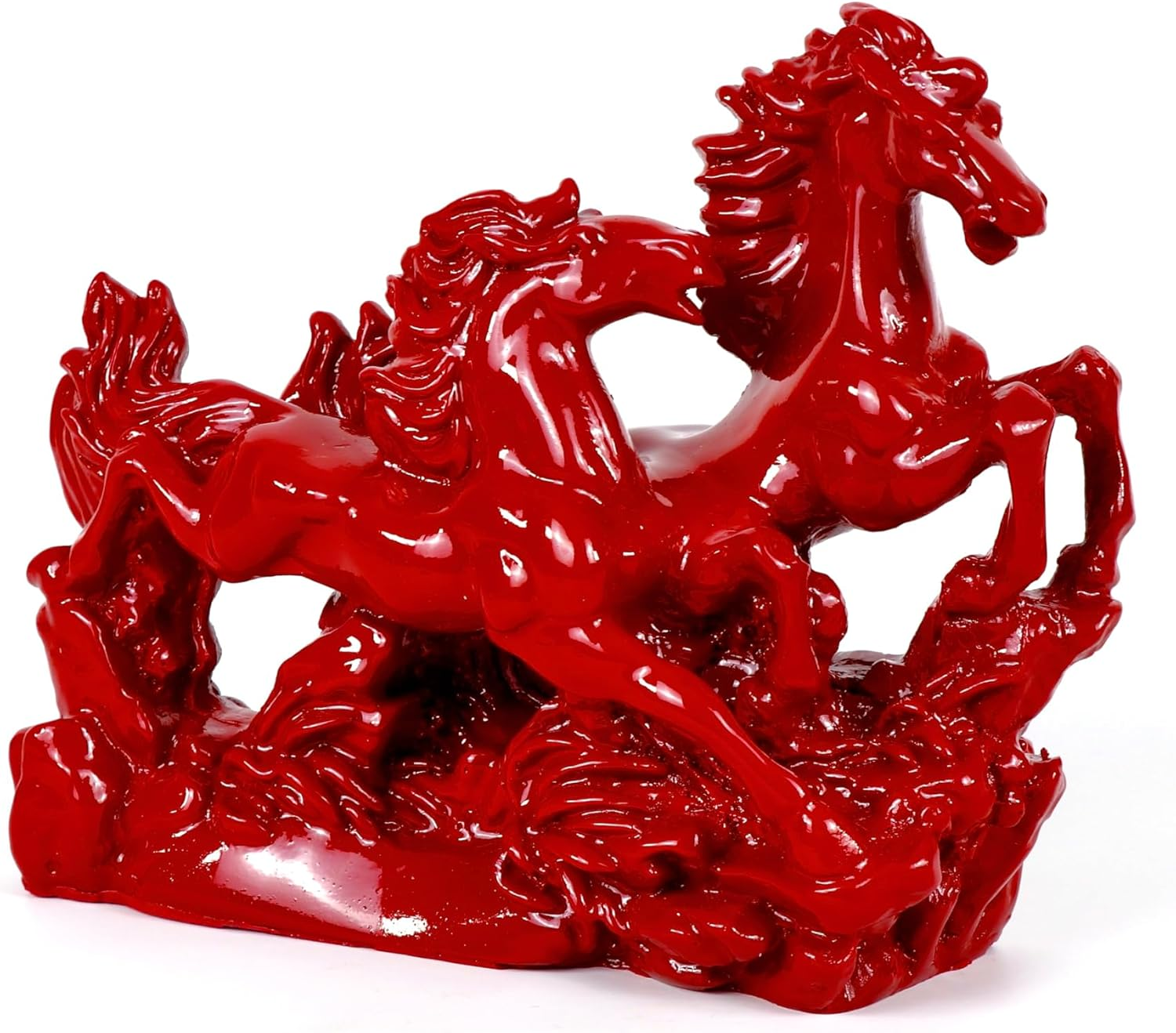Indian Impressions | Vastu Red Resin Horses Figurine - Enhancing Energy, Success, Vastu-Compliant,Elegant Home Decor, Feng Shui, Spiritual Energy Booster image number 1