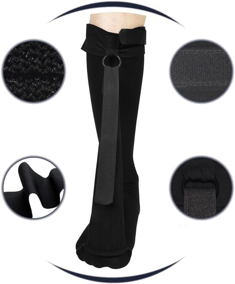 PFS Plantar Fasciitis Stretch Night Sock with Tread - for Pain Relief from Plantar Fasciitis and Achilles Tendonitis (Black, L/XL) image number 2