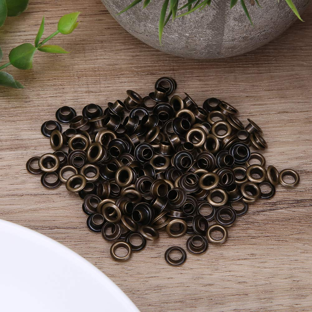 AKLOSIPY 100Pcs 5Mm Brass Double-Sided Eyelets for Leather Craft, Shoes, Belts &ndash; Silver Gray Grommets, Premium Metal Hardware (Bronze) - Silver image number 3