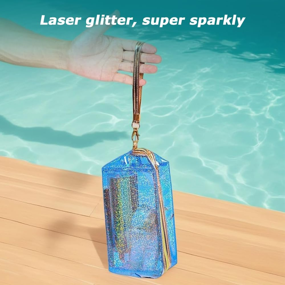 MOTRAIN 4-Pack Clear PVC Zippered Toiletry Bags with Handle Straps, Waterproof Cosmetic & Makeup Travel Organizer for Bathroom, Vacation & Storage image number 2