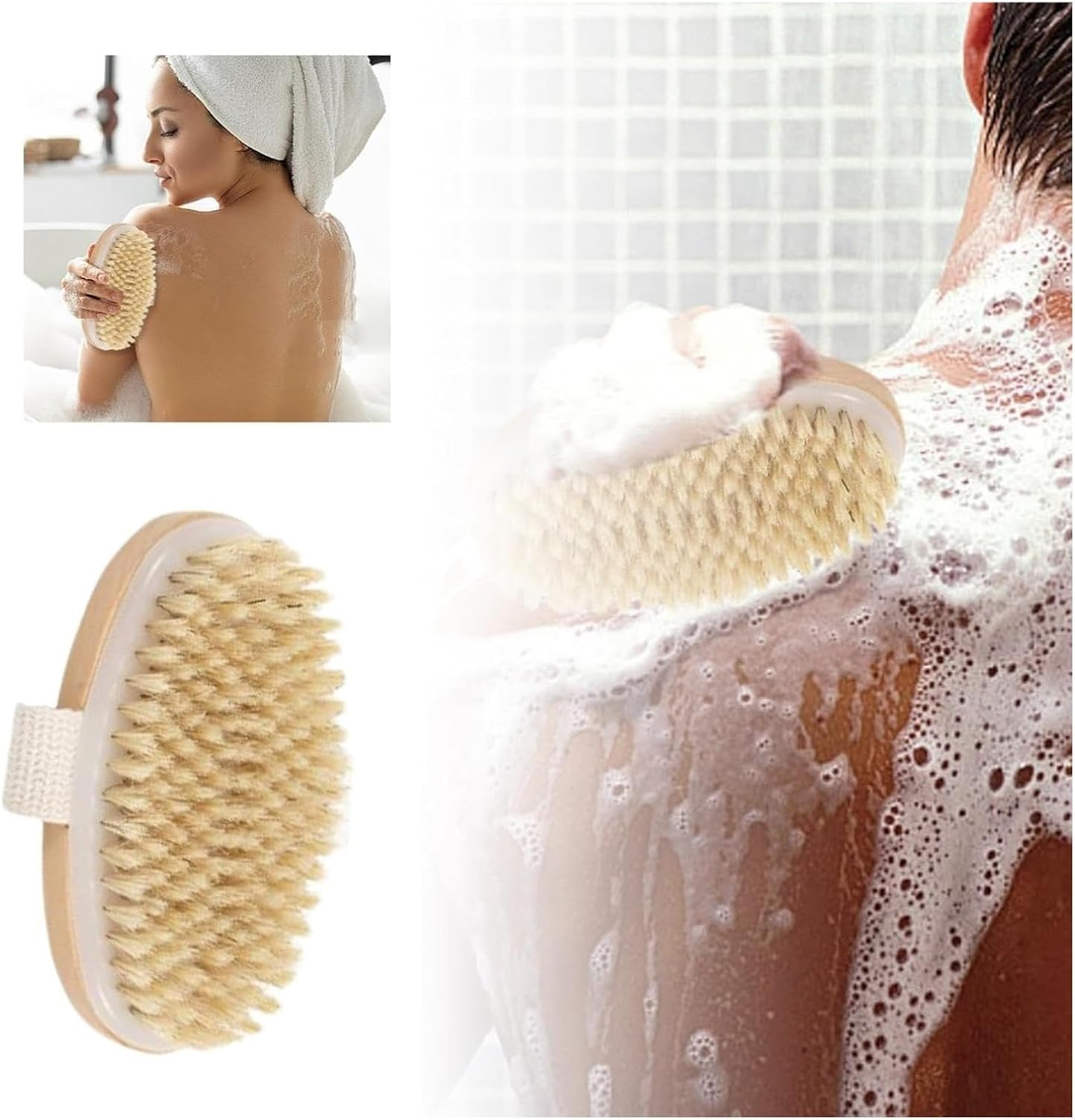 Dry Brushing Body Brush for Exfoliation, Lymphatic Drainage & Cellulite Reduction &ndash; Natural Bristles, Shower Brush & Pore Massager for Smooth Skin, Detox, and Body Care
