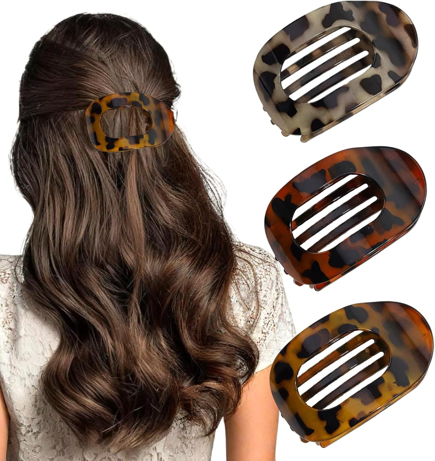 Ypkia Pack of 3 Leopard Print Flat Hair Clips, Large French Hair Clips, Women'S Non-Slip Hair Claws for Thick Hair Accessories image number 2