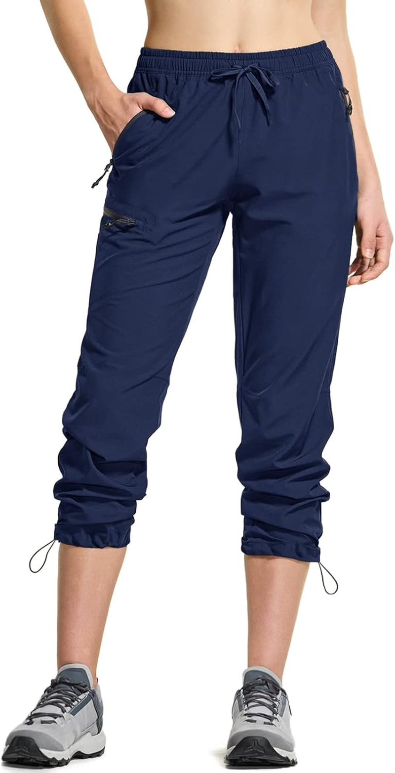 CQR Women'S Lightweight Hiking Cargo Pants with Stretch Fabric Zipper Pockets and Water-Resistant Finish for Outdoor Travel and Trekking WBP103-NVY X-Large image number 1