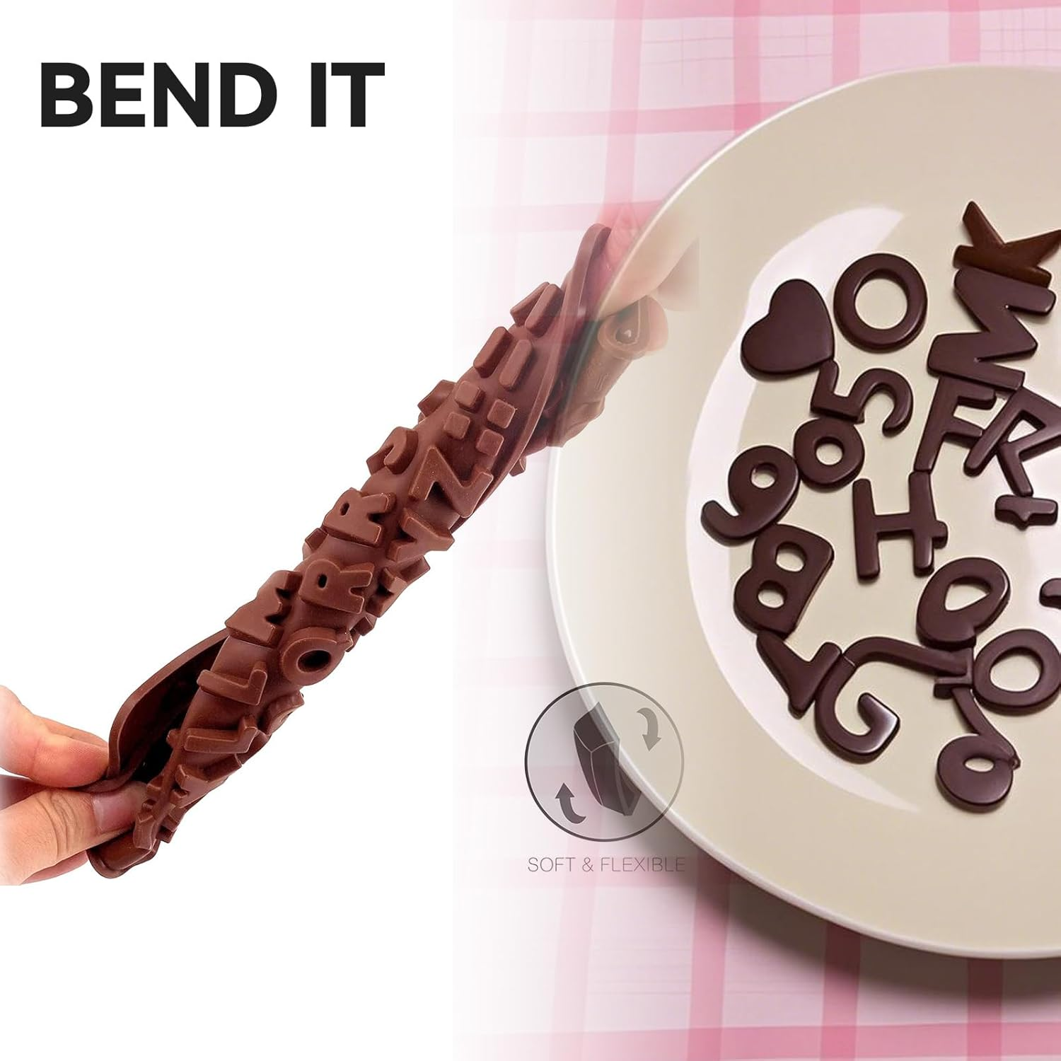 2 Pack Silicone Alphabets & Numbers Chocolate Molds - Food-Grade Non-Stick Baking Molds for DIY Chocolates, Fondant, Candies, Cake Decorating with Symbols image number 4