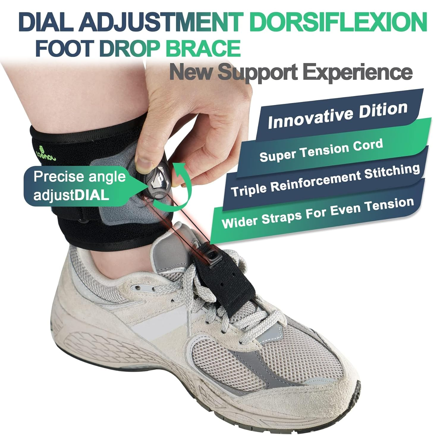 JOMECA Drop Foot Brace with Reel-Adjust Dorsiflexion Drop Foot Support Lifting up Foot Drop Brace for Walking with Shoes for Foot Drop Cause by Als,Ms,Stroke,Diabetic Neuropathy AFO Fit Women & Men