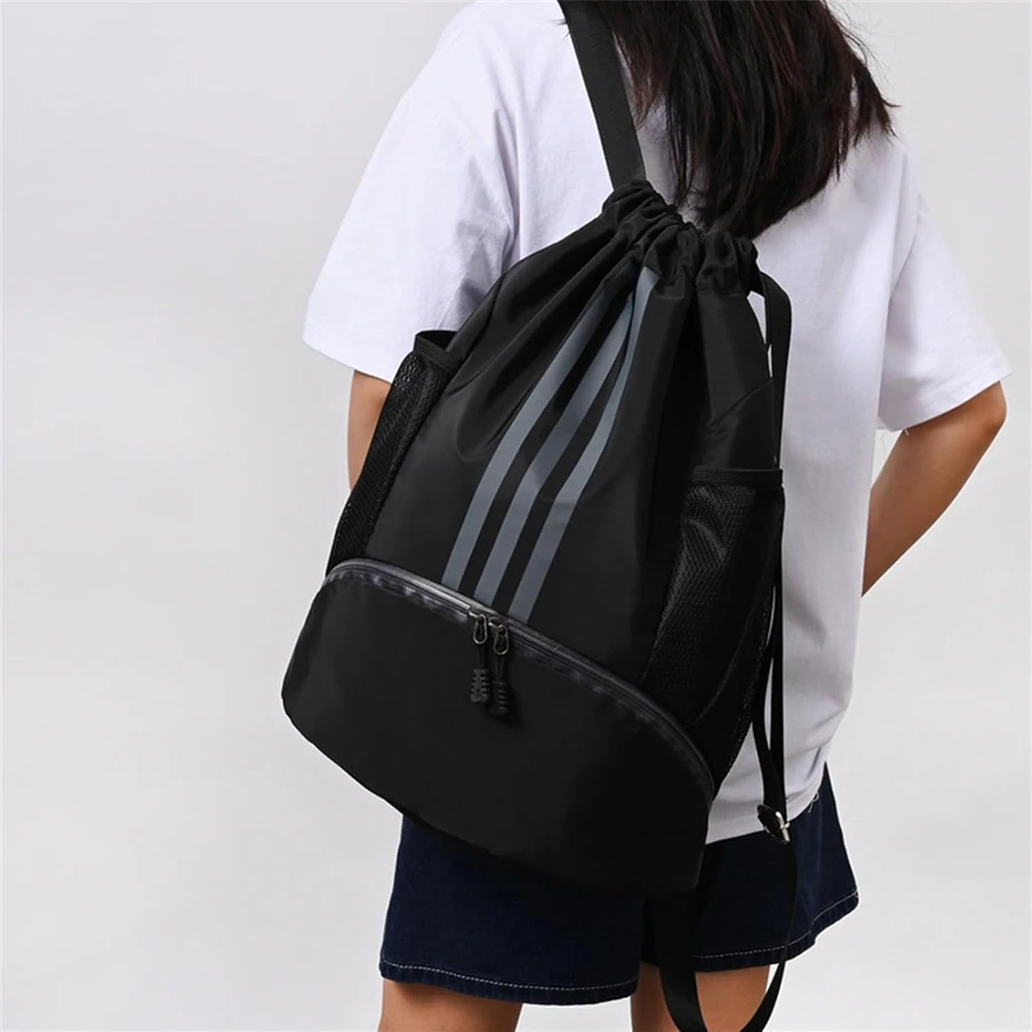 Soccer Bags, Drawstring Backpack Gym Bag with Shoe Compartment and Mesh Pockets for Soccer Basketball Volleyball Football Sports Gym image number 3