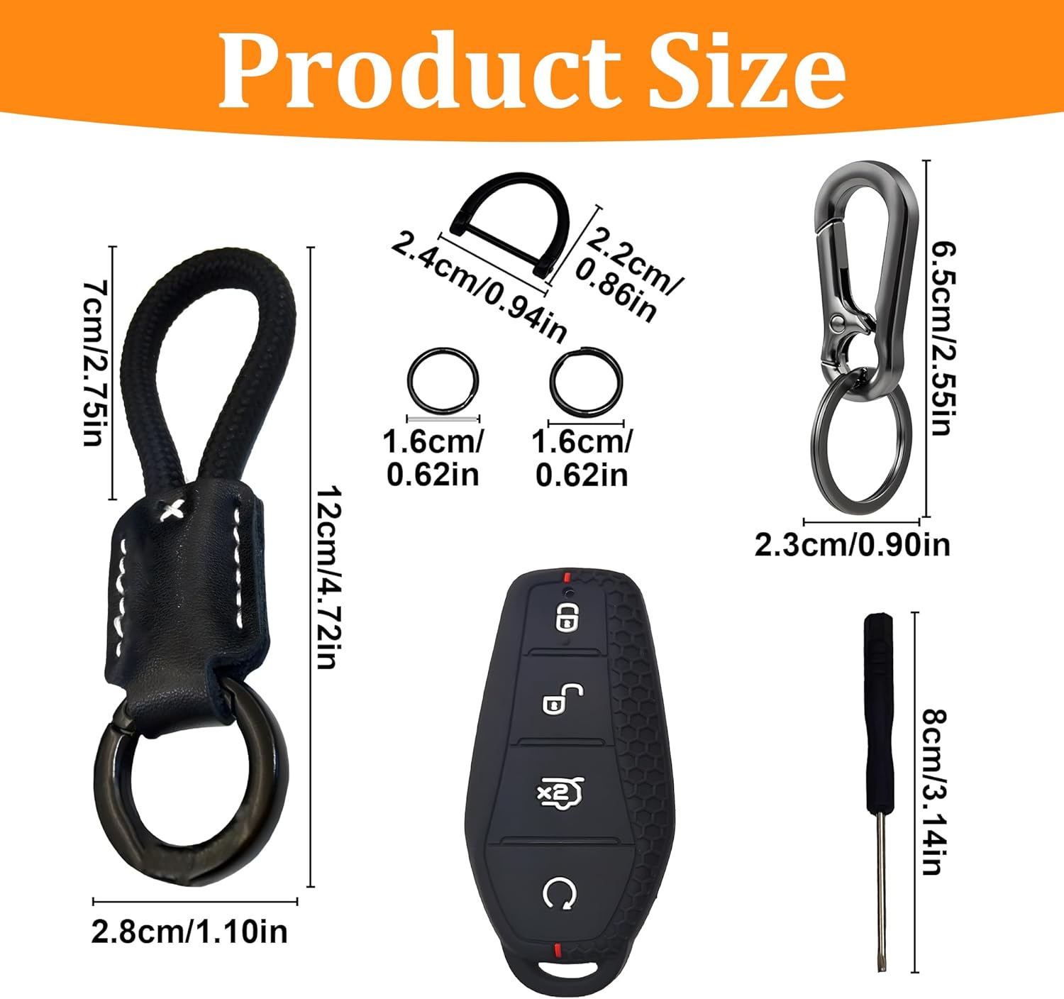 BYD Key Case Cover for Sealion 7/Sealion 6, Premium Silicone Waterproof & Dustproof Car Key Protector with Metal Lanyard, Kayrings, Screwdriver - BYD ATTO 3/Dolphin/Seal/Shark 6 Accessories image number 6
