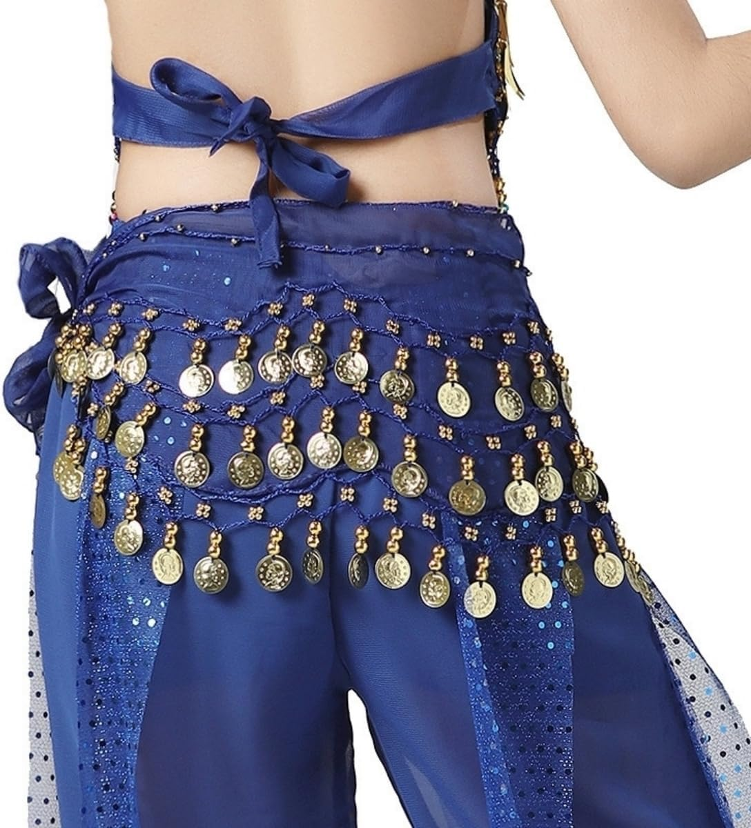 Costume Bay Kids Girls Belly Bollywood Dance Coins Hip Scarf Skirt Wrap Belt Costume/Belly Dance Tribal Sash Belt Scarf Skirt Wrap - Purple image number 6