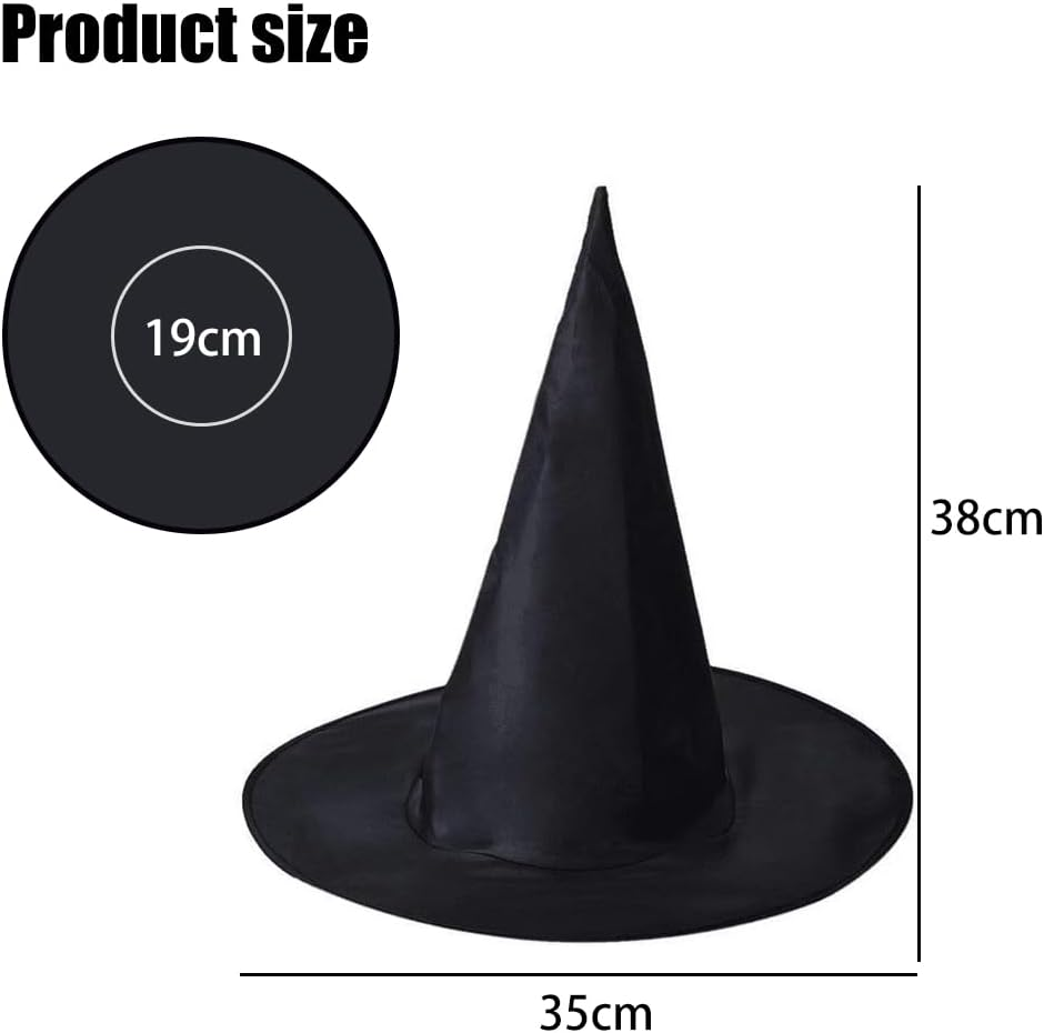 Geli 12 Pieces Halloween Witch Hats,Black Hanging Witch Hat, Wizard Hat Witch Costume Accessories Floating Hats with Rope for Halloween Decorations Indoor Outdoor image number 1