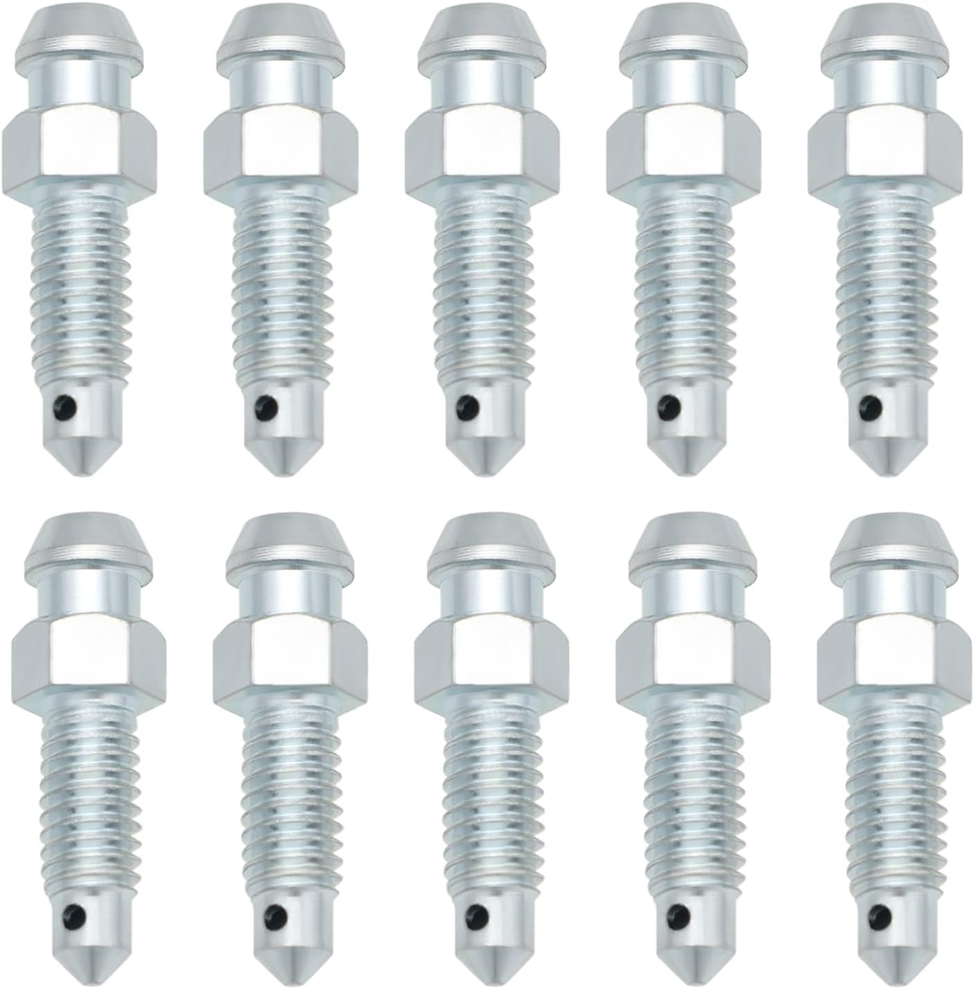 Ecsing 10PCS Metric Brake Caliper Bleed Nipple M6X1Mm Total Length 27.2Mm Hexagonal Lower Thread Total Length 10Mm for Preventing Brake Fluid Leaks image number 3