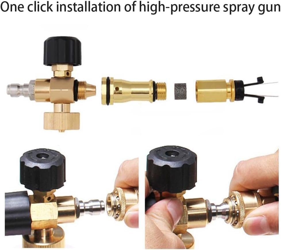 High Pressure Washer Foam Cannon Kit with 1/4&rdquo;Standard Quick Connector,1 L Bottle Snow Foam Lance,5 Adjustable Pressure Washer Spray Nozzle Tips for Car Floor Deck Windows Cleaning image number 3