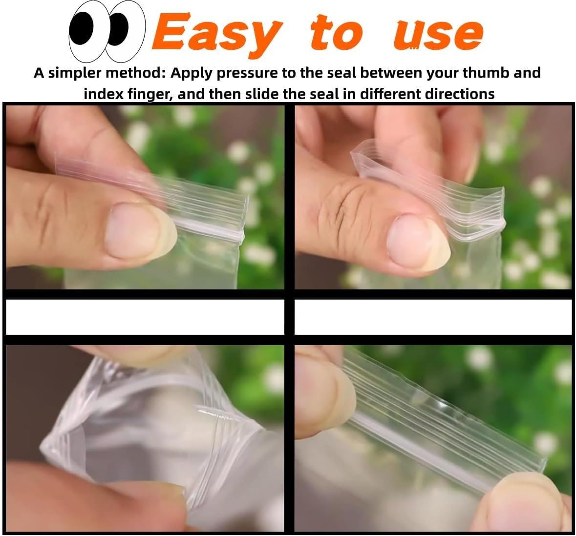 200 Pcs 4X6Cm Plastic Seal Bags, Grip Seal,Small Mini Reusable Plastic Jewelry Storage, for Kitchen Storage, Jewellery, Drugs, Small Cookies and Sweets image number 3