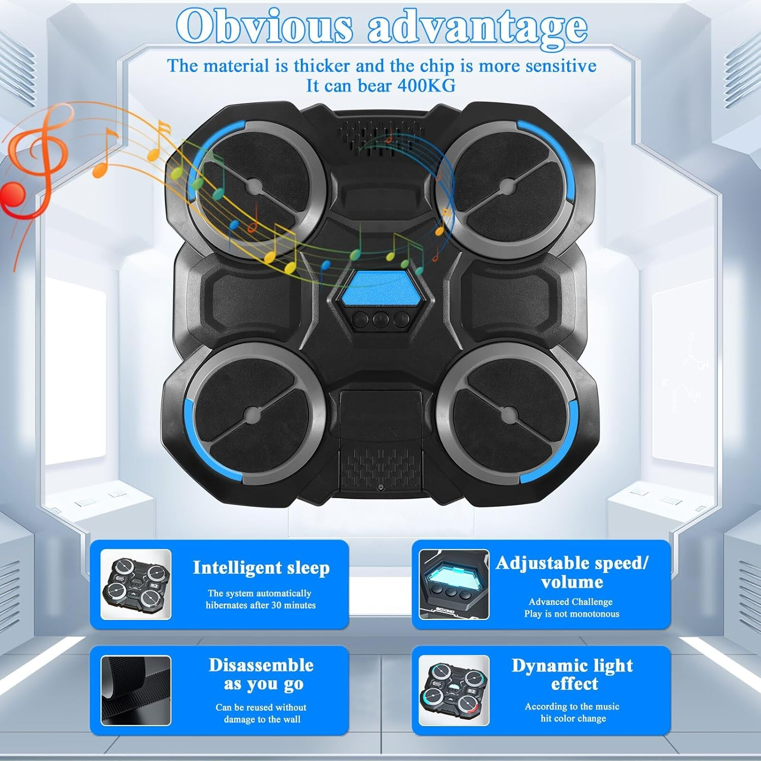 Crspexil Musical Boxing Machine, Wall-Mounted Boxing Machine with Boxing Gloves, Home Fitness Equipment, Dynamic Rhythm Punching Change,Home Decompression Wall Target,Home Training/Gym Equipment.