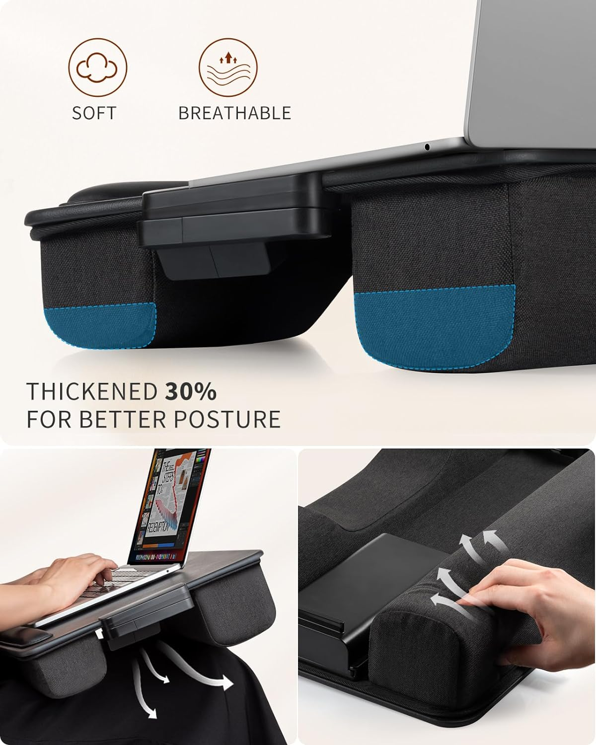 SAIJI Laptop Lap Desk, Portable Laptop Desk for Bed - Fits up to 17" Laptops & Macbook,Lightweight Lap Tray Table with Storage Drawer, Lap Desk with Cushion, Lap Stand for Bed & Couch image number 1