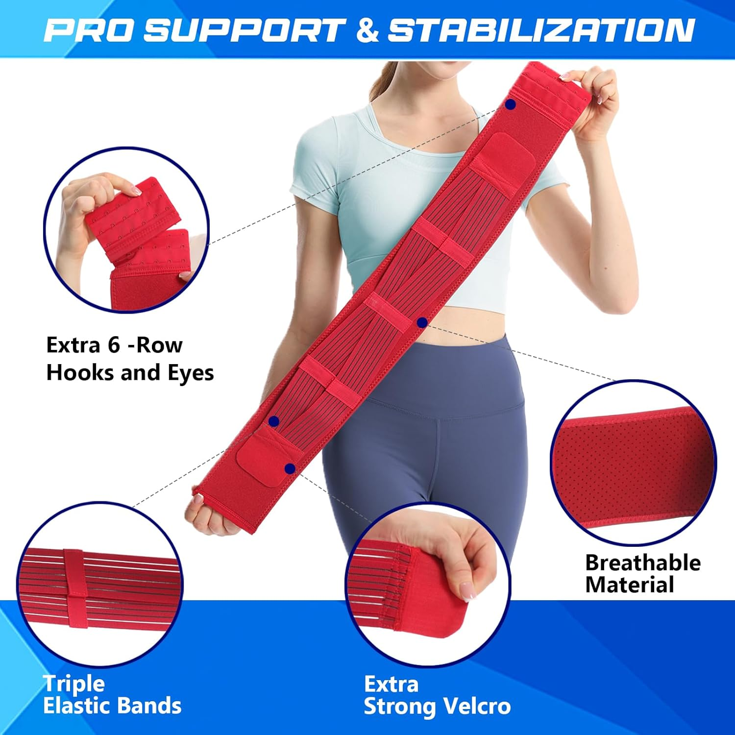 Upgraded SI Joint Hip Belt with 6-Row Hooks & Eyes，Sacroiliac Belt for Sciatica and Lower Back Pain Relief, Pelvic Support Belt for Men & Women -Regular image number 1