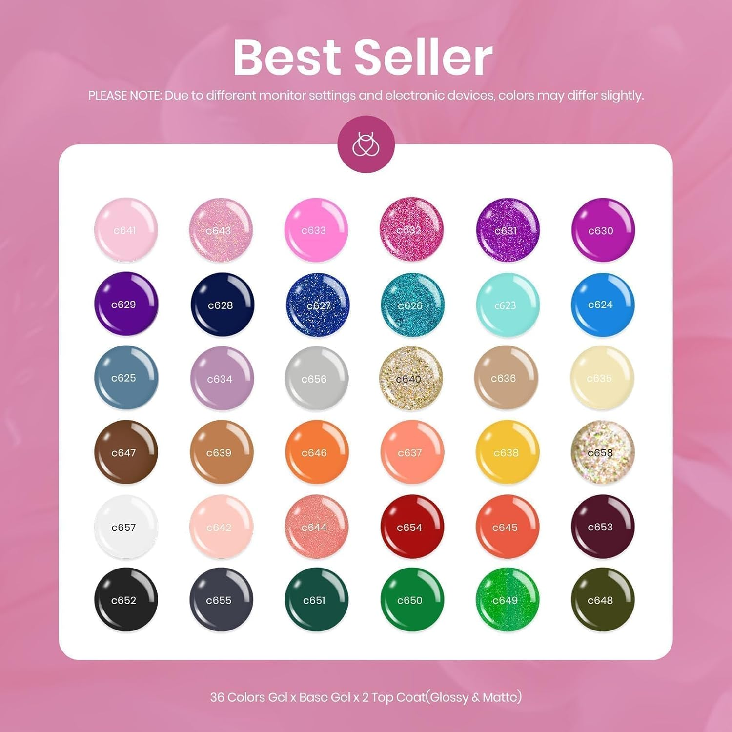 Beetles Gel Polish Gel Polish Set 36 Colors Free Journey Collection Pastel Bright Glitter Green Blue Gel Nail Kits with 3Pcs Matte Top Base Coat Soak off UV Nail Polish Golden Journey for Women image number 1