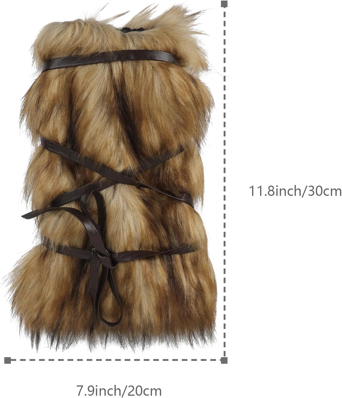 Halloween Viking Warrior Costume Set Brown Faux Fur Arm & Leg Warmers Fluffy Long Boot Cuffs Covers Arm Wrap for Women Adult image number 5