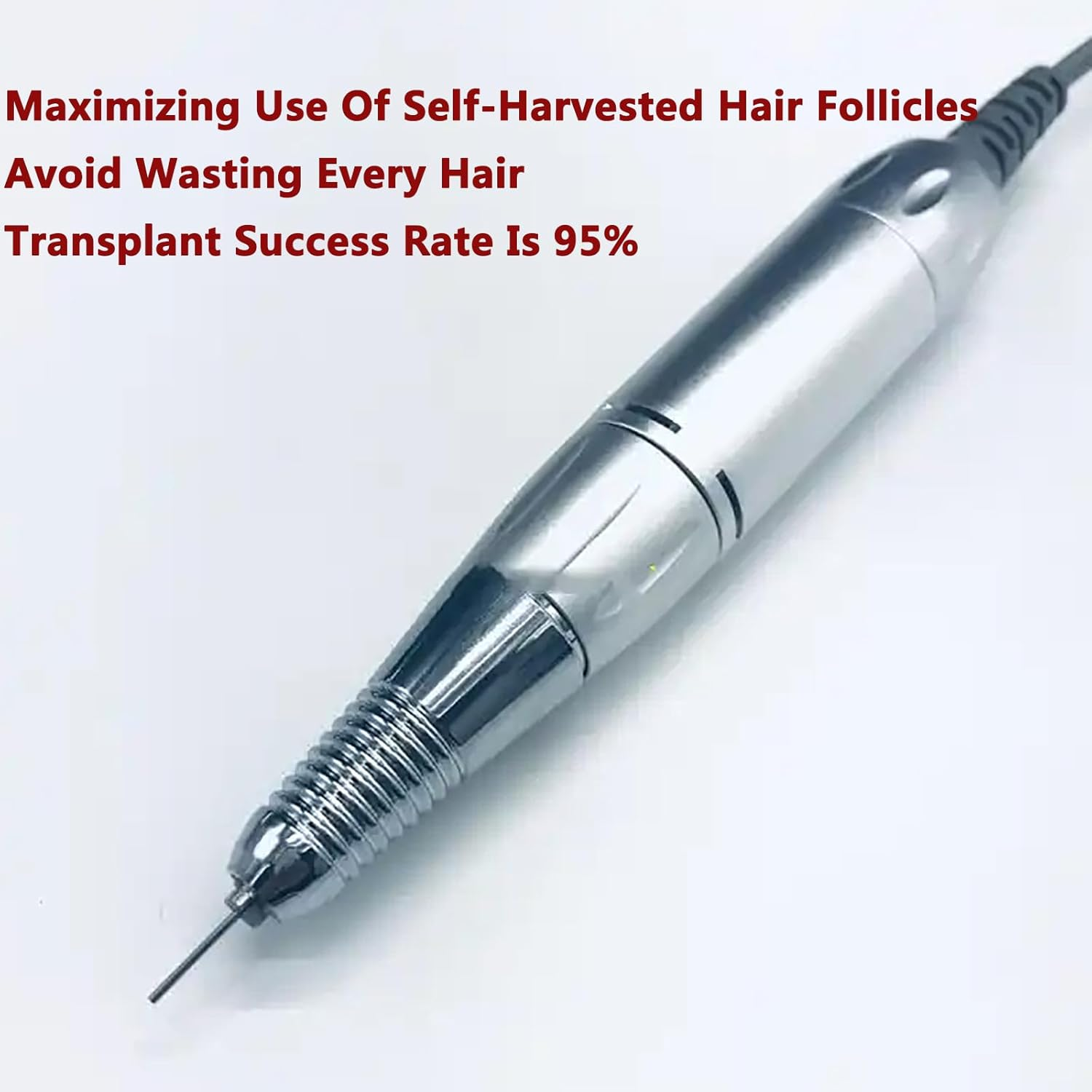 Hair Follicle Extractor, Hair Transplant Treatment Growth System with 0.8/0.9/1Mm Hair Transplant Size, 0-20000Rpm Stepless Speed Regulation, Safe without Scars, for Ease Helps Hair Loss image number 2