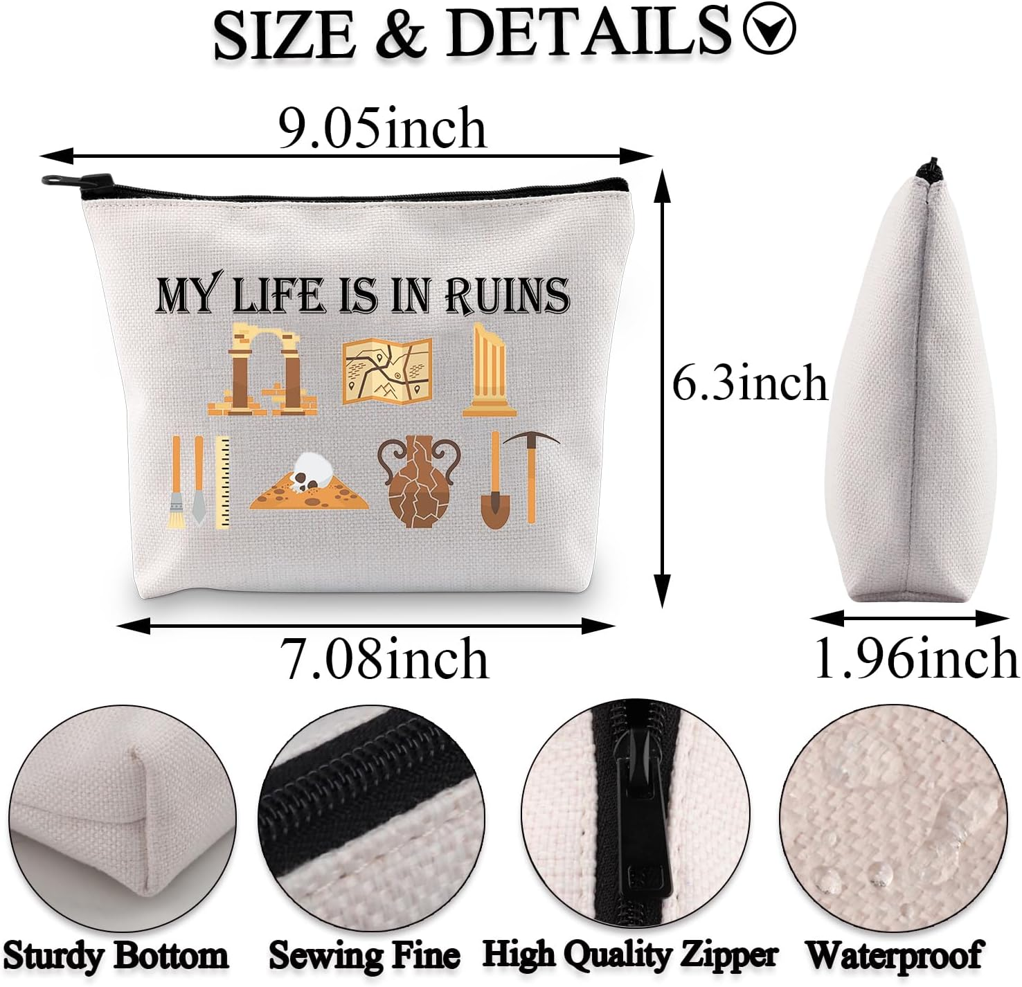 BDPWSS Archaeology Gifts for Women Archaeologist Gift My Life Is in Ruin Funny Archaeology Zipper Pouch, My Life Bag, Fashion image number 4