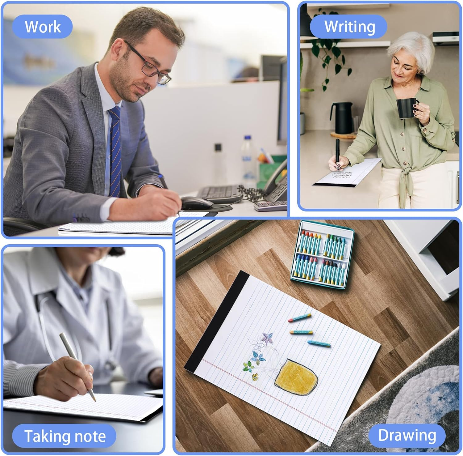 2 Pack Legal Pads Refills Note Pads, Writing Pads 8.5 X 11 Inches, Memo Pads Lined Writing Note Pads, Letter Size Legal Pad Wide Ruled Lined Pads Legal Rule for School Office（30 Sheet per Pads） image number 1