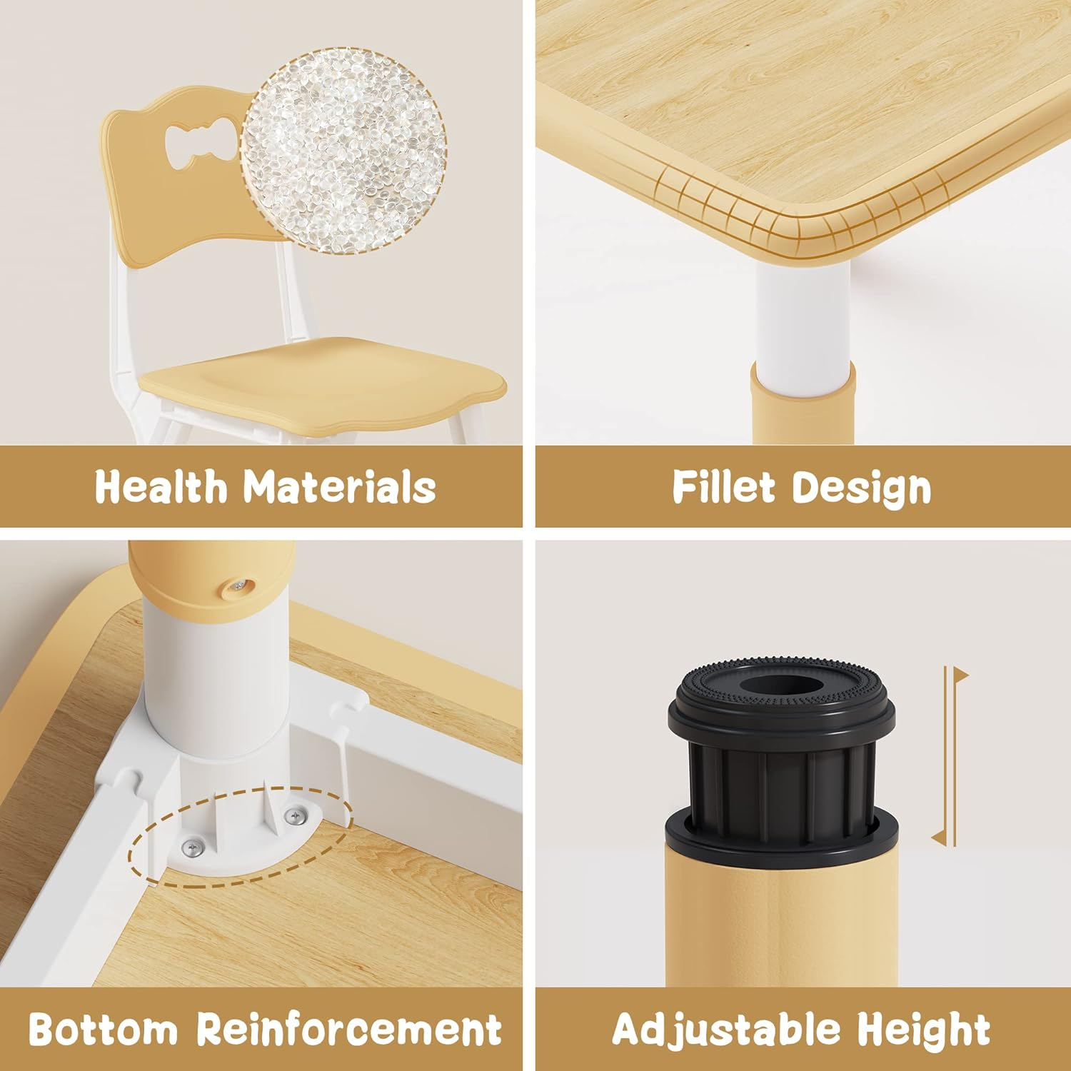 Brelley Kids Table and 2 Chairs Set, Height Adjustable Toddler Table and Chair Set, Graffiti Desktop, Classroom/Daycare/Home, Children Multi-Activity Table for Ages 2-8