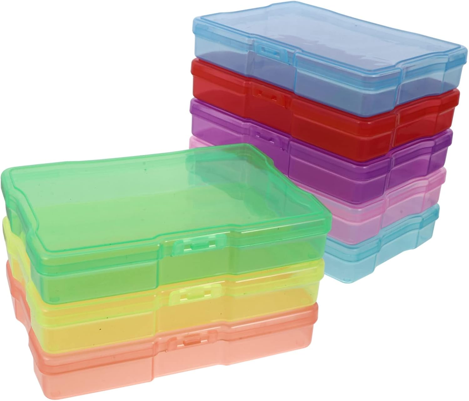 COHEALI 8Pcs Photo Organizing Boxes and Jewelry Storage Cases Plastic Carrying Boxes for 4X6 Inch Photos and Electronic Components Mixed Colors Suitable for Travel and Home image number 5