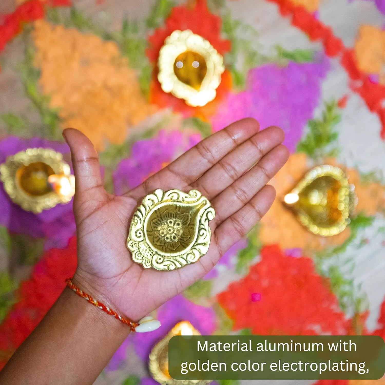 Wonder Care Metal Gold Oil Lamps for Diwali Decorations for Home Diya | Decor for Diwali with Diya Set | Diwali for Pooja ,Return Gift for Friends, Family Indian Diya Lamp Diwali Diya 40 Piece Set image number 5