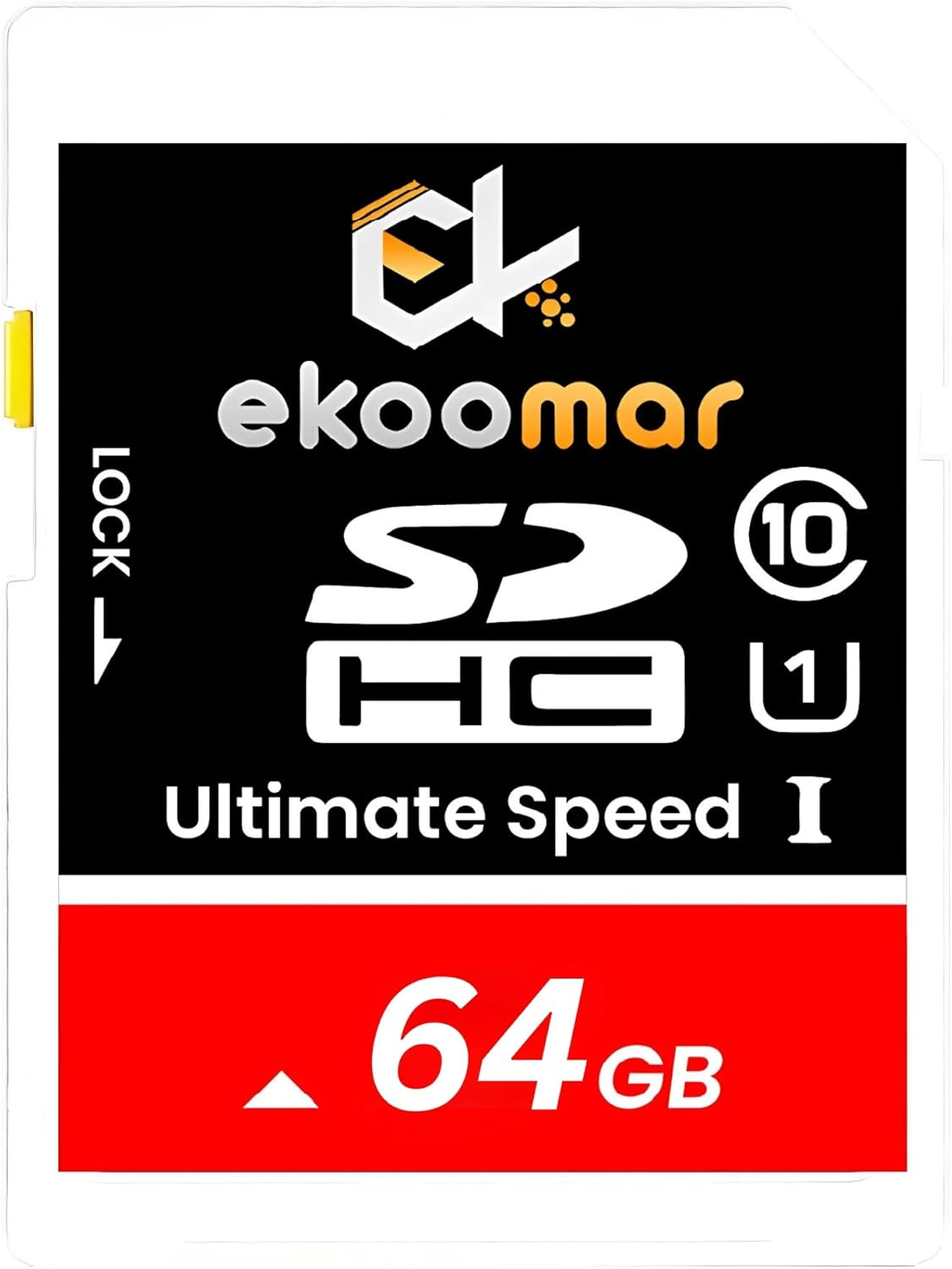 Ekoomar U1 64GB SD Card - Class 10, High-Speed Memory Card with 100Mb/S for Digital Camera, Dash Cam, & Video Recording | Durable & Reliable Storage for Memories, Camera SD Card image number 1