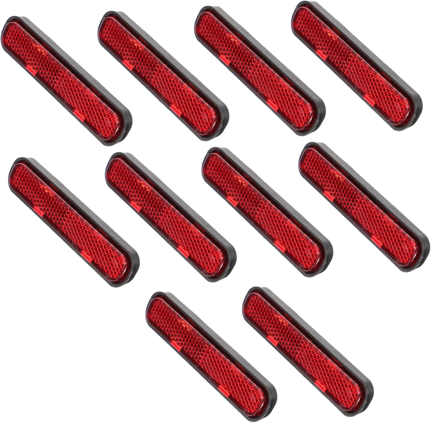 10Pcs Red Oval Screw-On Safety Reflectors for Motorcycle Truck Trailer with Plastic Reflective Panels, High Visibility Warning Signs for Driveway and Roadside Use image number 2