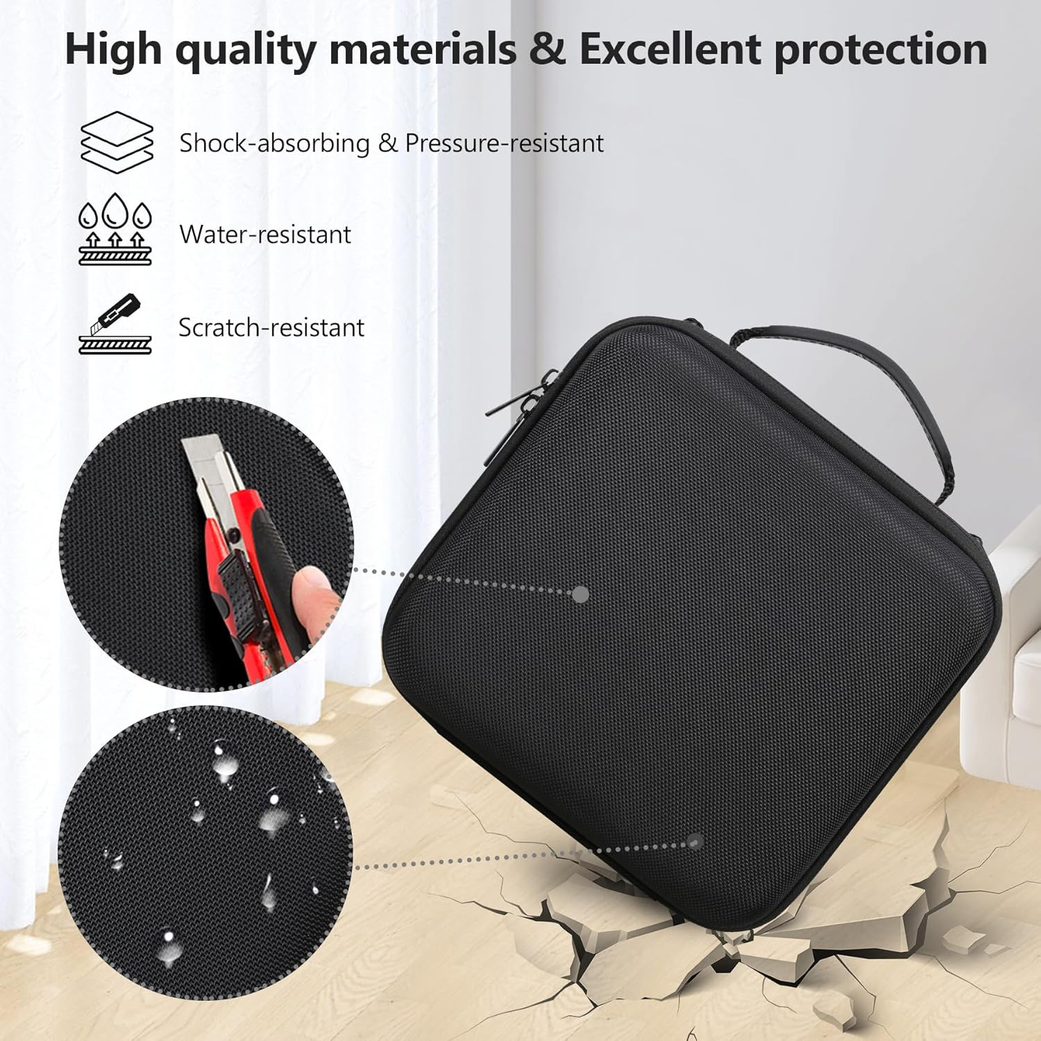 Supmay Hard Travel Case for Canon EOS Rebel T7 DSLR Camera/Eos R50 / R6 Mark II/ R100 / R50V / R8 / R7 / R10 Mirrorless Camera, Lens, Tripod with 3 Pieces of Dividers and Shoulder Strap, Black