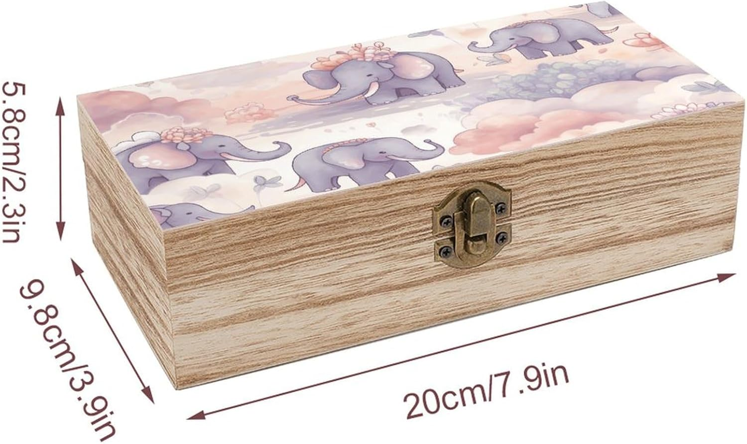 Elephant Pattern Wooden Box Wood Wedding Keepsake Boxes with Lids Small Decorative Boxes Lightweight Wooden Memory Storage Box for Crafts Keepsakes Jewelry Photo Letter Storage image number 4