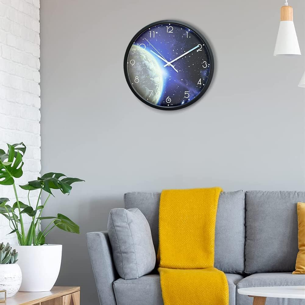 OCEST 12 Inch Night Light Wall Clock for Bedroom, Silent Lighted up Wall Clock Glow in the Dark, Easy to Read, Large Digital Display, Battery Operated for Living Room Kitchen-Blue Earth image number 3