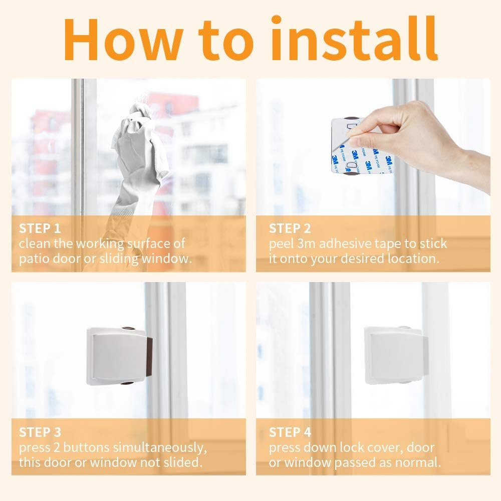 Goodv Child Proof Window Sliding Door Lock 2 Grey Packs (Suit for Working Space over 0.42In and under 1.18In) Security Your Baby Safe and Protect Kid Outof Dangerous at Home (2, Grey) image number 6