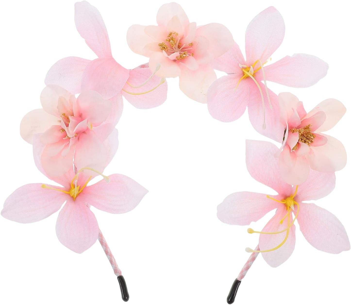 LOGOFUN 4PCS Princess Flower Headbands Elegant Floral Hair Accessories with Simulated Blossoms for Girls Weddings Parties Daily Wear - Pink & Blue image number 2