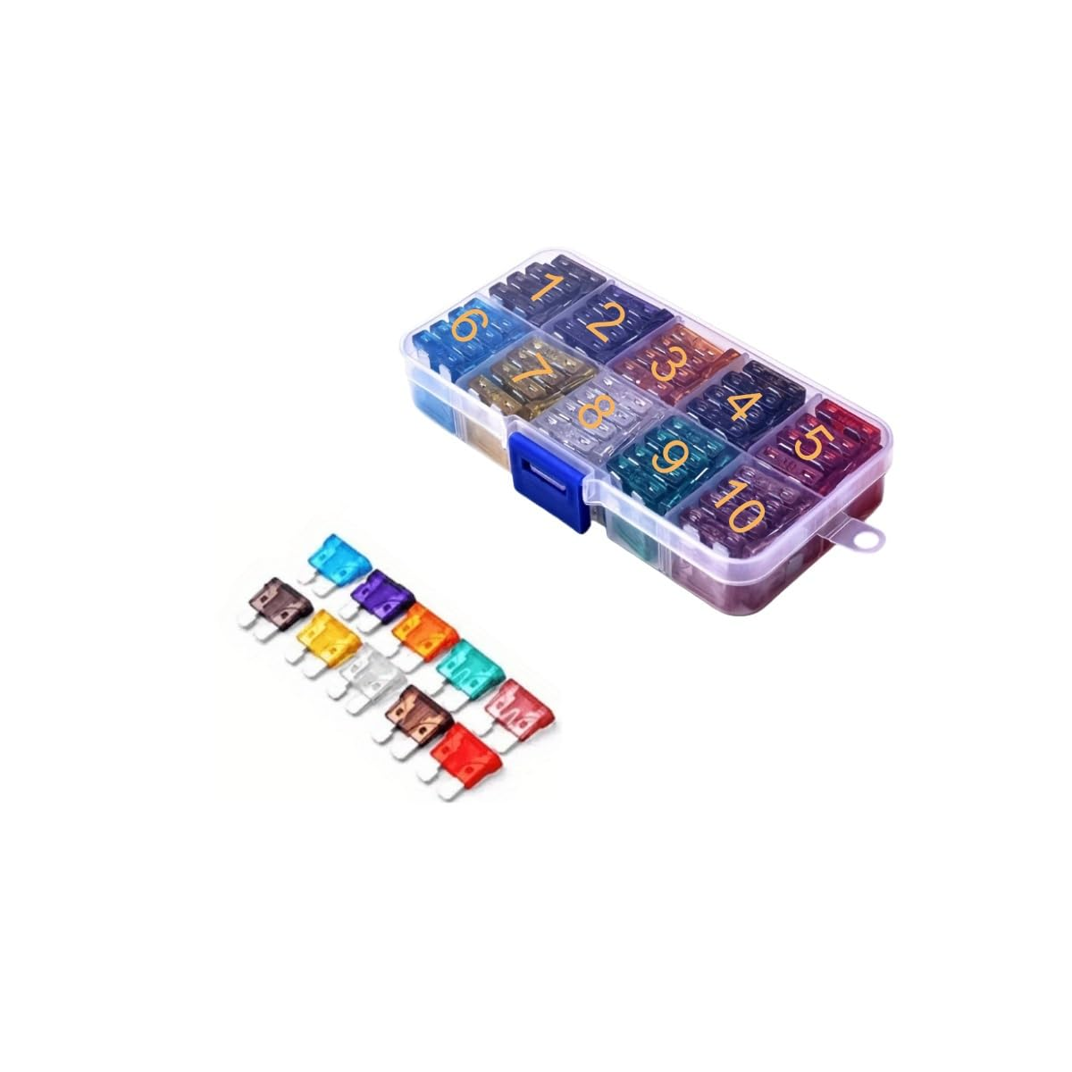 100 Car Mini Blade Fuse Combination Suite, Professional Blade Fuse (2 a / 3 and 7.5 A/10A /15 A/20A/25A / 30A / 35 A), the Standard Car Blade Fuse, Change with Drawing Tools