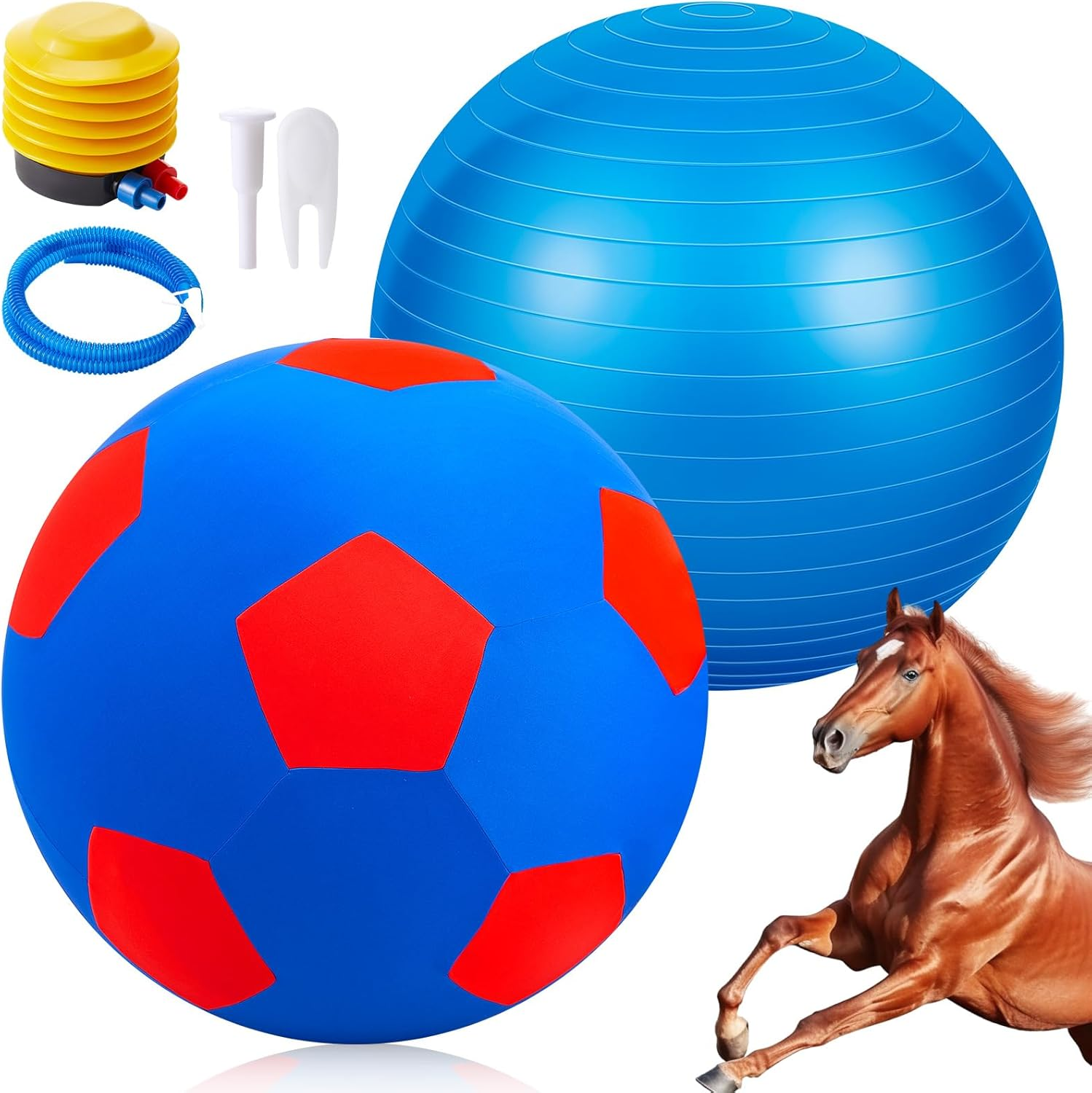 Vercanmonth Giant Herding Ball with Ball Cover anti Burst Ball Please Watch VCR for How to Inflation Horse Toys for Horses Stall Entertainment Play, Pump Included(Red Color,40 Inches)