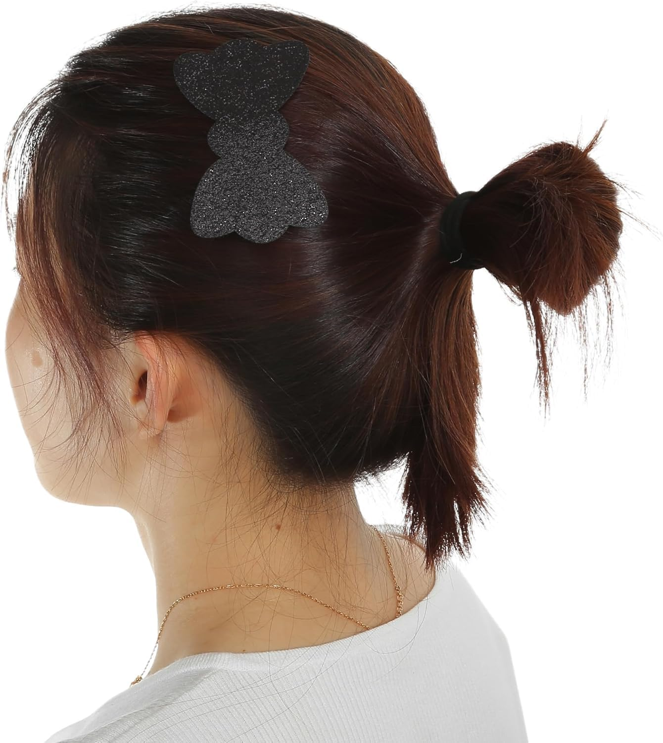 6 Pcs Black Bow Magic Hair Pad Hair Sticker Clips Glitter Sequins Bang Fixed Seamless Magic Paste Fringe Hair Bang Patch Hair Bang Accessories for Hair Styling Accessories image number 2