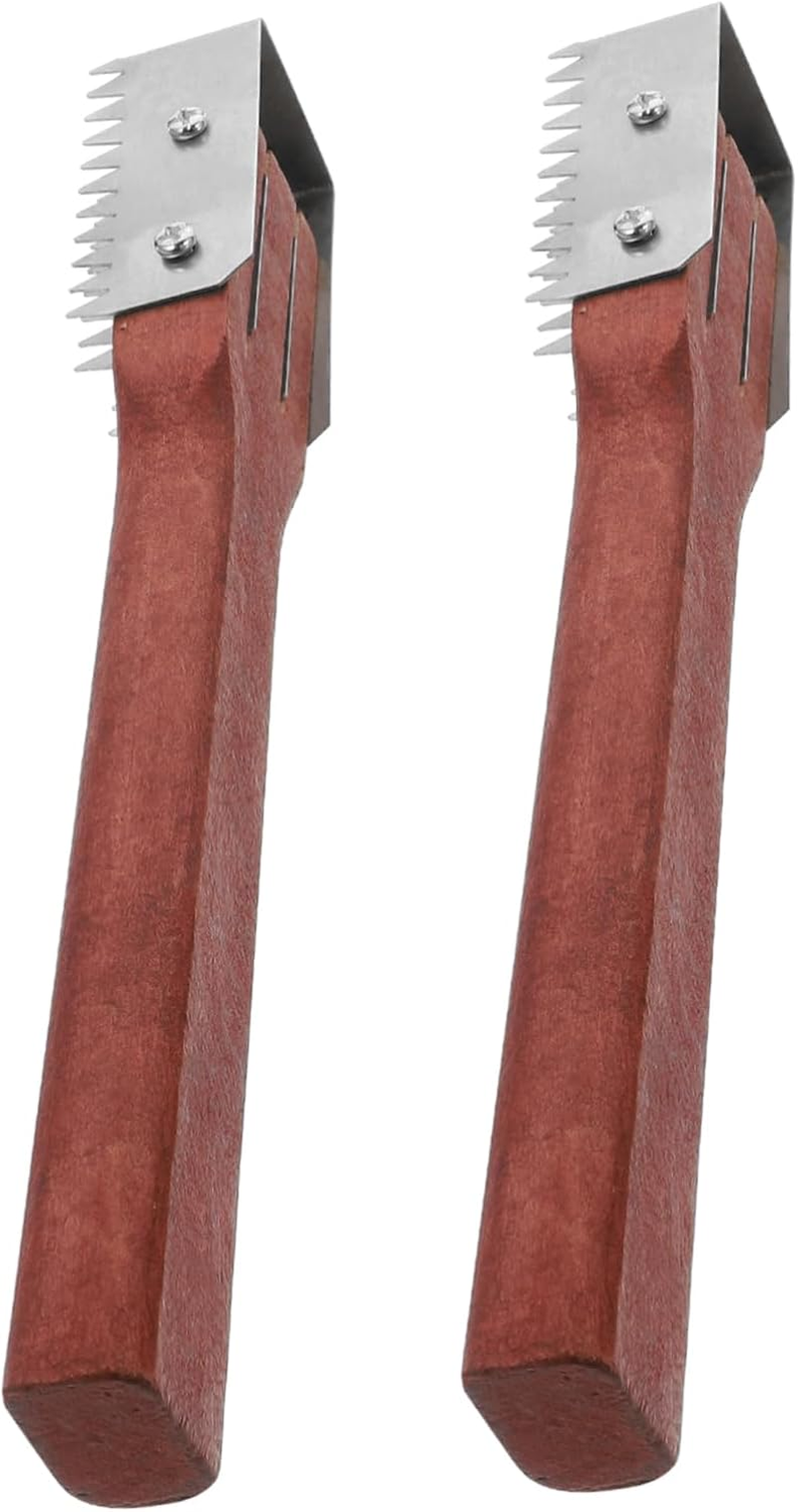 SHOWERORO 2Pcs Red Wooden Fish Scale Scrapers Easy to Remove Scales Safe for Hands Lightweight Portable Fish Removers for Home Restaurant image number 4