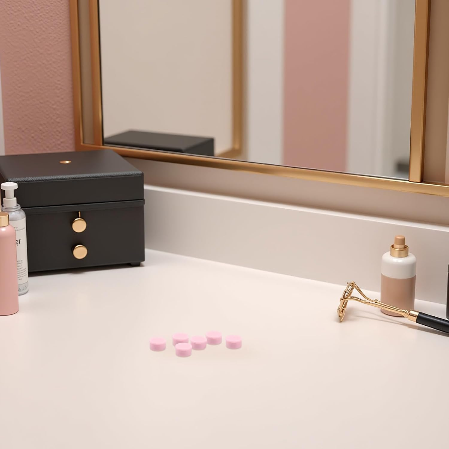 Healvian 40Pcs Spinning Nail Charm Bearings - Pink Plastic High-Speed Nail Art Rotating Shaft - 0.5X0.4 Inch Rotary Bearing for Fingernail Art Designs Crafting - Pink image number 3