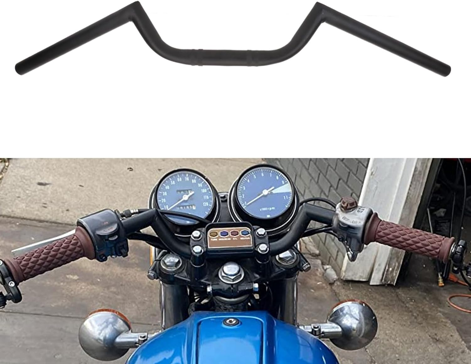 Anxin Motorcycle 7/8" Handlebar Cafe Racer Ace Clubman Style Handlebars 22MM Universal for Bobber Custom Application Black