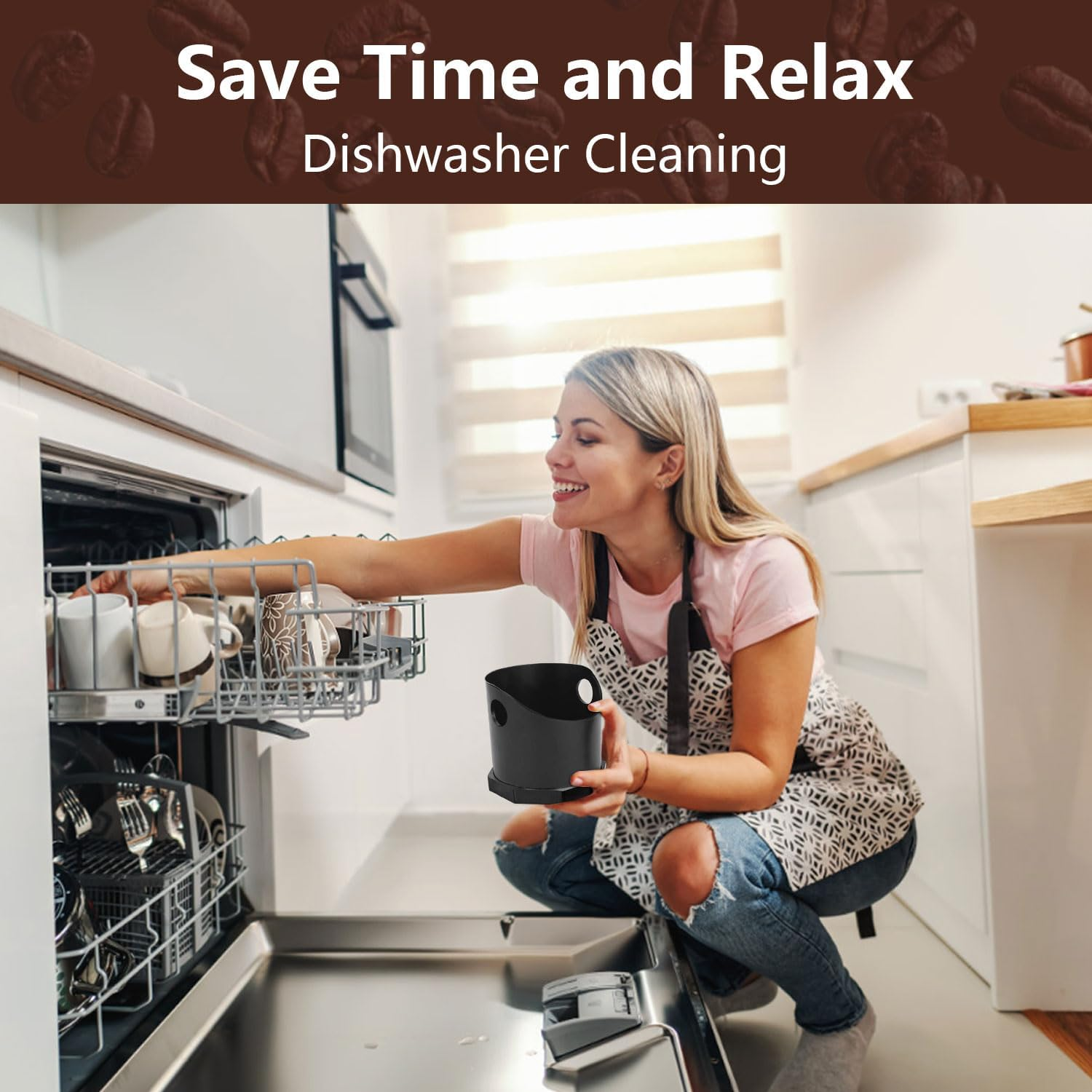 Espresso Knock Box with Rubberized Bar and Anti-Slip Base Durable Stainless Steel Coffee Espresso Grounds Knock Box Espresso Machine Accessories for Home Barista Coffee Grounds Disposal, Silver, 750Ml image number 3