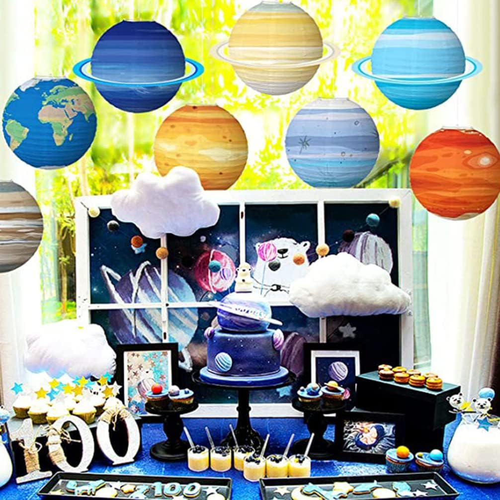 FOMIYES Solar System Decor 8Pcs Planet Outer Space Party Decorations Solar System Planets Lantern for Kids Space Theme Party Birthday Room Decorations Starry image number 1