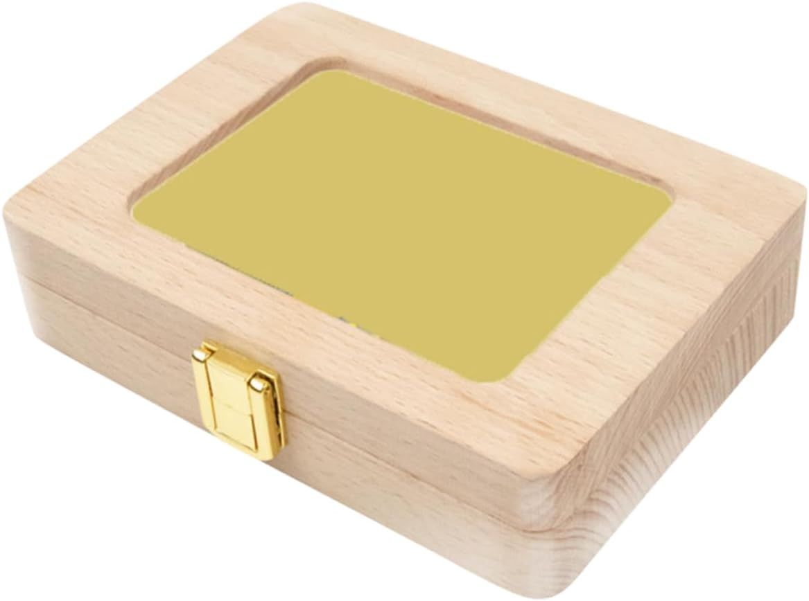 Teeth Keepsake Box Wooden Frame Storage Container for Teeth Souvenirs with Japanese Stickers for Boys image number 5