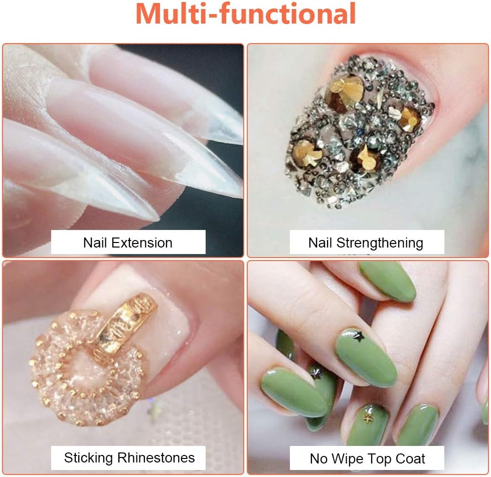 Blueaoq Nail Rhinestone Glue,Nail Art Rhinestone Glue 4-In-1 Nail Extension Gel Adhesive Gem Jewelry Diamond Polish UV Gel Nail Art Glue Nail Salon Tool image number 2