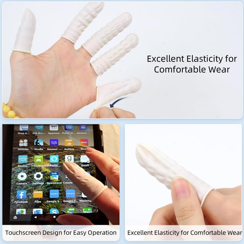 300Pcs Finger Cots, Medium Finger Protectors Latex Anti-Static Finger Covers, Finger Tip Protect Keeping Dressing Dry and Clean Disposable Finger Gloves,For Electronic Repair, Handmade Apply image number 3