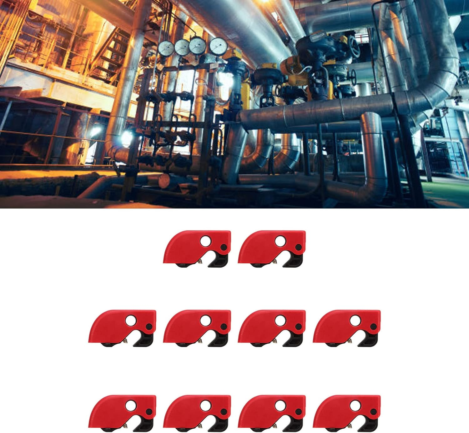 Circuit Breaker Lockout Device, 10Pcs Protable Clamp on Breaker Lock Out Device Durable Easy to Lock up Breaker Box Lock for Industrial, Chemical, Electric Power, Petroleum image number 1